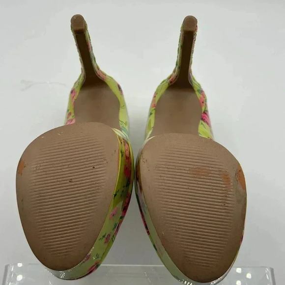 Betsey Johnson NEW Women 5M Floral Green High Heel Platform Pumps Lace Up Ribbon - Picture 11 of 15